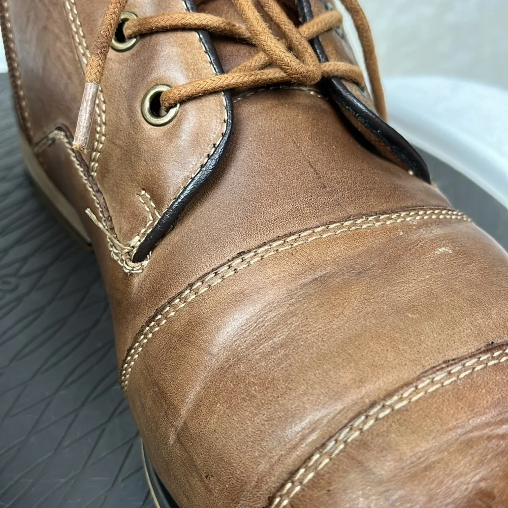 Steve Madden Johnnie Brown Leather Lace Side Zip Mens Dress Chukka Boots